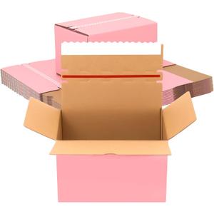 8x5x5 Zipper Shipping Boxes with Tear Strip 30 Pack, Self-Sealing Shipping Boxes for Packaging Small Business, Pink Corrugated Mailing Boxes with Adhesive Strip