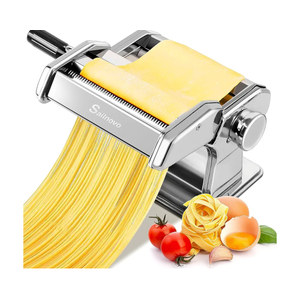 Sailnovo Pasta Maker Machine, 180 Roller Pasta Maker, 9 Adjustable Thickness Settings 2-in-1 Noodles Maker with Rollers and Cutter, Perfect for Spaghetti, Fettuccini, Lasagna or Dumpling Skin Silver