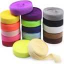 SEMINI 36 Yards Fold Over Elastic 3/4'' 20mm Stretch Foldover FOE Elastics Ribbon for Headbands Baby Girl Head Bow (3/4'' (Matt Color))