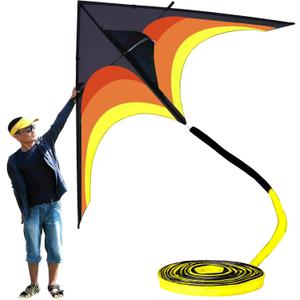 Gaint Kite for Adults Easy to Fly, 9ft Huge Delta Kite Come with 98ft Tail, X-Large