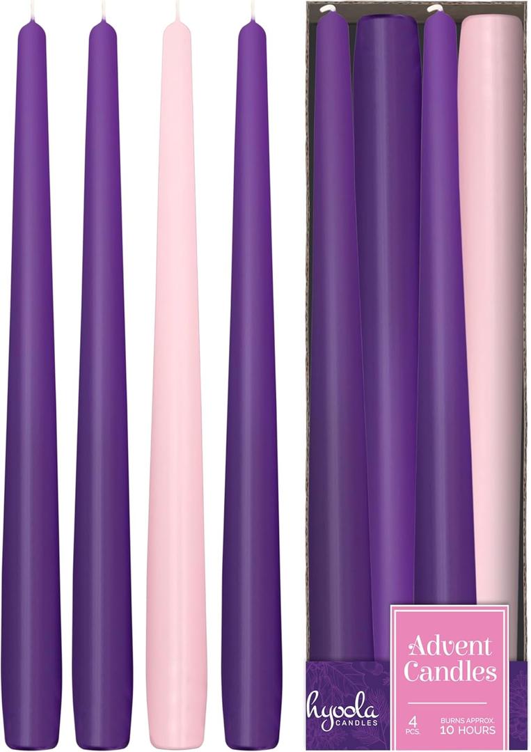 Hyoola Advent Candles Set of 4 - Made in Europe Christmas Advent Candle Set - 12 inch Advent Wreath Candles