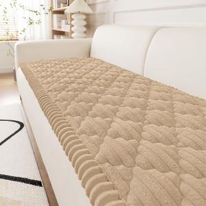 Smiry Pet Couch Covers for Dogs Washable, Non-Slip Fuzzy Couch Covers for 3 Cushion Sofa Pet Friendly, Soft Thick Furniture Protector Sofa Slipcover Mat for Dogs (Khaki, 27.6" x 70.9")