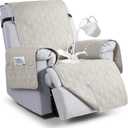 VANSOFY 100% Waterproof Recliner Chair Covers, Recliner Cover Non-Slip Dog Chair Cover Furniture Protector Washable Slipcover with Pocket, Elastic Straps for Pets, Dogs(Beige, 23.6")