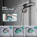 Rain Shower Head with Handheld: Foldable High Pressure Shower Heads with Handheld Spray Combo, 9 Spray Settings/Modes Hand Held Showerhead Dual Rainfall Shower Head Built-in Magnetic Docking and Jets