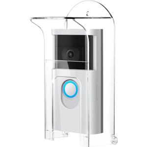 Transparent Plastic Doorbell Rain Cover Compatible with Ring, Blink, Google Nest, Eufy, Arlo, Kasa Video Doorbell, Waterproof Protector Shield Doorbell Push Button Cover Weather Blocking Cover