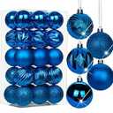 2.36" Christmas Ball Ornaments Blue 30 Pcs Small Shatterproof Christmas Tree Decorations Xmas Tree Christmas Ornaments Balls with Hanging Loop for Wedding Holiday Party Wreath Home Decor