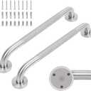 Knurled Mirror Polished Bathroom Grab Bar 2 Pack, 18 Inch Universal Stainless Steel Shower Grab Bars for Seniors, Wall Mounted Handicap Safety Bar with Balanced Anti-Slip Support, Easy Installation