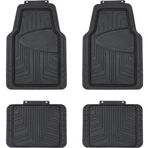 Amazon Basics 4-Piece Premium All-Season Anti-Slip Rubber Floor Mats, All Weather Protection for Cars, SUVs and Trucks, Universal Trim to Fit, Black