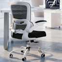 TRALT Office Chair - Ergonomic Desk Chair with Adjustable Lumbar Support, Mesh Computer Chair, Executive Chairs for Home Office Comfortable Lumbar Support (White+Black) (Pack of 1)
