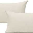All Smiles 12x20 Cream Lumbar Throw Pillow Covers Set of 2 Ivory White Rectangle Pillow Cases Oblong Cushion Farmhouse Dcor Home Decorations Indoor Outdoor for Bed Sofa Couch Patio Bedroom