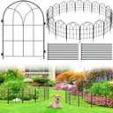 Youpehom Garden Fences Animal Barrier, 12.55"*16.48" Black Garden Border Fencing, Arched Rustproof Metal No Dig Fence for Dogs, Outdoor Fence, Dog Fencing for Yard, Flower Bed (Medium 19 pcs)