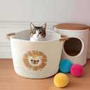 Toy Storage Basket for Kids Baby Laundry Baskets for Blanket Cute Toys Organizer Nursery Hamper Cotton Rope Baskets for Organizing, tp Diaper Storage Bin for Baby Shower Gifts, Dog Cat Toy Box