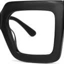 VOOGLAM Oversize Square Reading Glasses For Women Men Anti Blue Light UV Eyestrain Reader Computer TV Phone Glasses Charisse (Black)