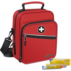 MEDMAX Insulin Cooler EpiPen Carrying Case Insulated, Travel Medication Diabetes Supplies Organizer Bag with Shoulder Strap for Asthma Inhaler, Auvi-Q, Allergy Medicine Essentials (Red)