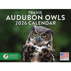 Travis Audobon Owl Calendar 2026 Wall Monthly Owls Gifts For Owl Lovers Women Men | American Made In The USA