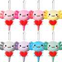 Poen 8 Pcs Valentine's Day Mini Axolotl Plush Keychains Ornament with Heart 4 Inch Galentines Party Favors Stuffed Animal Bulk Cute Kawaii Assorted Color Plushies for Birthday Classroom Gifts Exchange