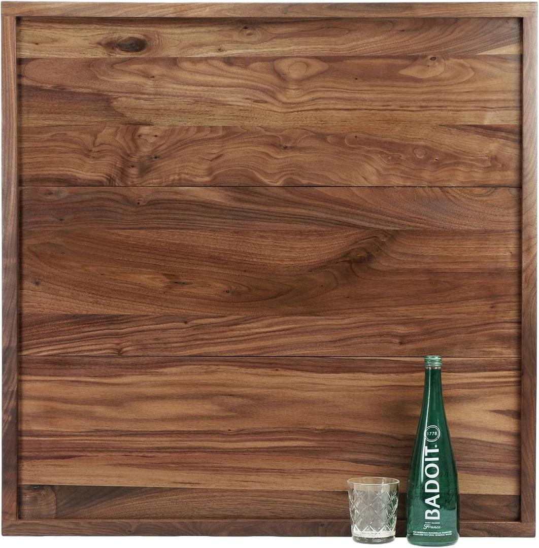 34 x 34 Inches Extra Large Square Black Walnut Wood Ottoman Tray, Serve Tea, Coffee Classic 2.8 Feet Wooden Decorative Serving Tray