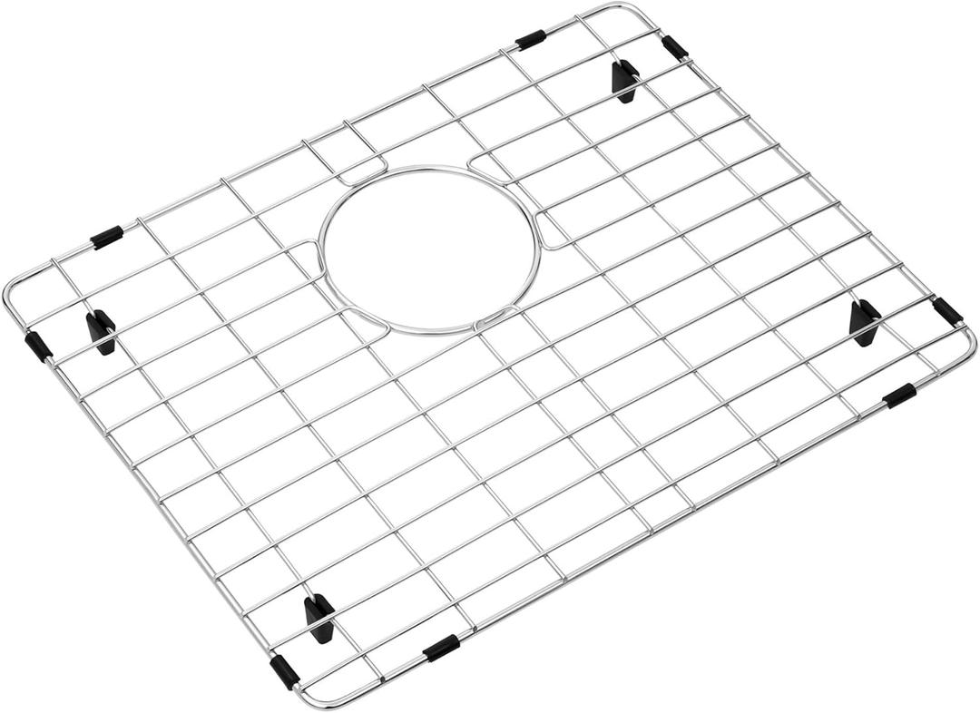 Kitchen Sink Grid and Sink Protectors, Stainless Steel Sink Grids for Bottom of Kitchen Sinks, 17 3/4" x 13 11/16" with Rear Drain for Single Sink Bowl, Sink bottom grid