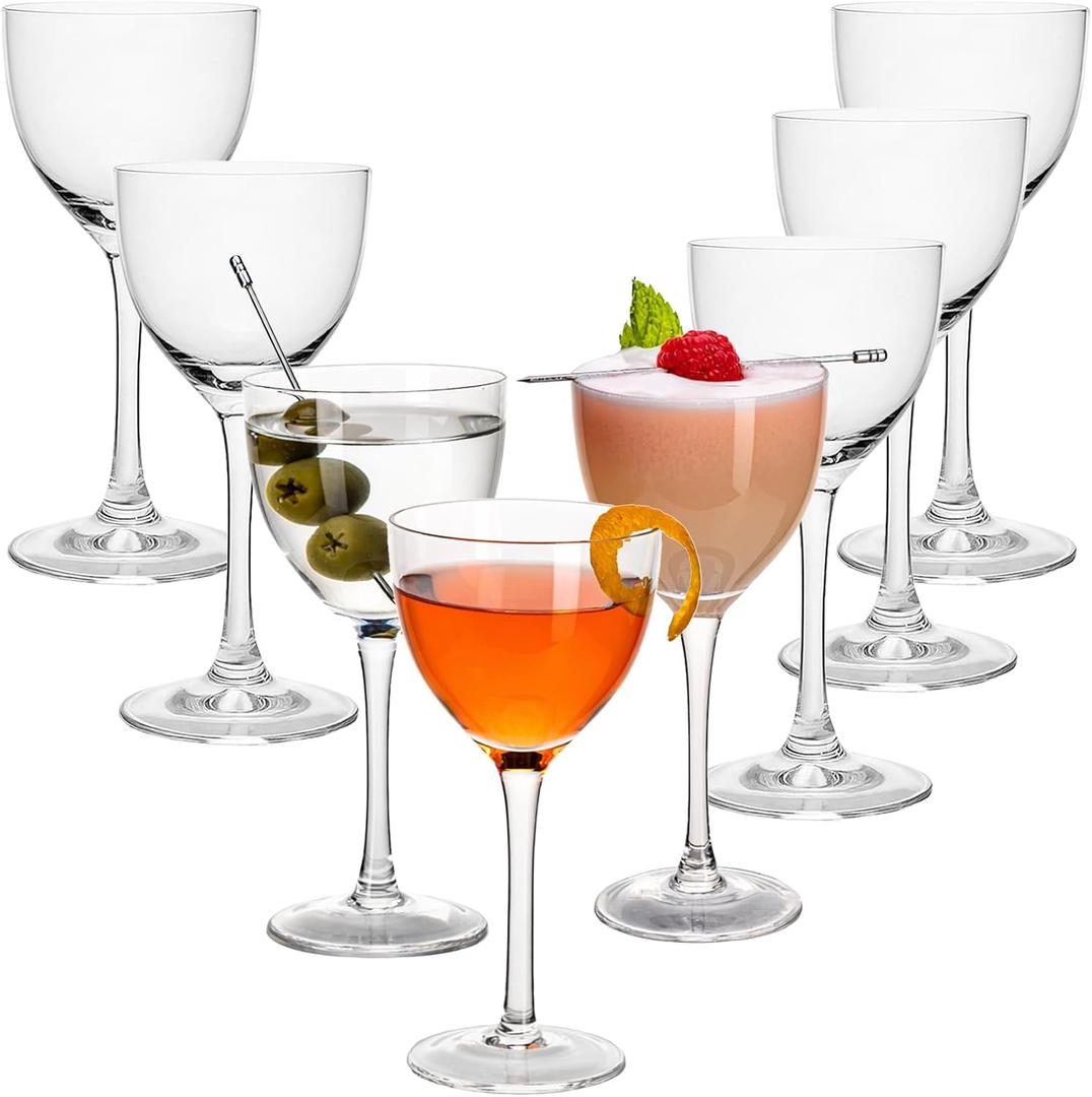 Nick and Nora Cocktail Glasses Set of 8,5.8ozHand Blown Small Barware, Vintage Coupe Glasses for Martinis, Manhattan,Champagne,Suitable for Party or Gift
