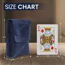 Blue Leather Playing Card Storage Case - Handcrafted Full-Grain Leather Playing Cards Storage Box - Coin Pouch Money Organizer Cases, Fits Poker & Bridge Size Cards, Playing Card Travel Case
