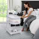 Delta Children Curve Bassinet, White/Grey, 
Product Dimensions	32"L x 20"W x 45"H
Material	fabric, Mesh