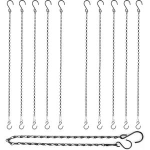 RIFNY Hanging Chains with Hooks, 10 Pieces 24 Inch Black Chain for Hanging Bird Feeders Planters Baskets Billboards Lanterns Wind Chimes Ornaments Outdoor/Indoor Use (24 inch 10pcs)