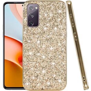 Compatible with Samsung S20 FE Case Glitter Shockproof, for Samsung Galaxy S20 FE Phone Case Bling Sparkly Soft TPU and PC Silicone Shiny Girl Women Thin Protective Cover (Gold)