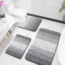 OLANLY Microfiber Bathroom Rugs Sets 3 Piece, Absorbent Bath Mats, Grey, Size: 36" X 24" + 24" X 16" + U24" X 20"