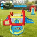 9 in 1 Inflatable Bounce House Kid Trampoline with Tall Slide, Ball Pit Pool, Skill Soccer, Throwing Sandbags Game, for Home Party or Outdoor Ages 3-10 with 520W Blower 190"x138"x76", Large