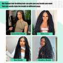 16 Inch Human Boho Braiding Hair, Deep Wave Bulk Hair Extension 100g Knotless No Weft 100% Virgin Hair 3 Bundles/Pack, Natural Black
