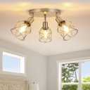 WILON Semi Flush Mount Ceiling Light 3-Light Brushed Nickel Close to Ceiling Light Fixtures, Kitchen Light Fixtures Ceiling Mount E26 Base Multi-Directional Ceiling Lamp Modern Hallway Light Fixtures
