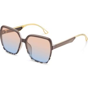 Oversized Sunglasses for Women Retro Square Sun Glasses 70s Trendy Big Large Wide Shades UV Protection whitetortoise Blue
