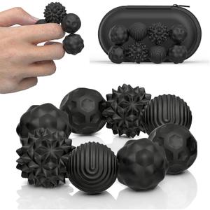 Magnetic Fidget Balls Toys, 8Pcs Silicone Sensory Stress Relief Toys for Adults & Teens with Autism, ADHD, Anxiety, Quiet Executive Desk Fidget Magnets Ball, Stocking Stuffers for Womens Mens Gifts (Black)