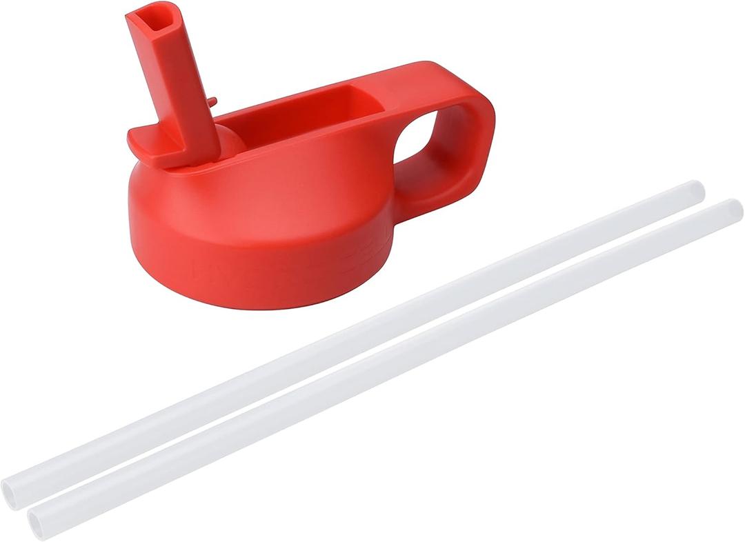 HYDRO CELL Sports Cap w/Straw for Wide Mouth Water Bottles - BPA Free Flip Spout Replacement Lid - 64 oz, 40 oz, 32 oz, 24 oz, 18 oz, 14 oz. Sports Top Accessories (Red Sports Cap, 14oz-40oz)