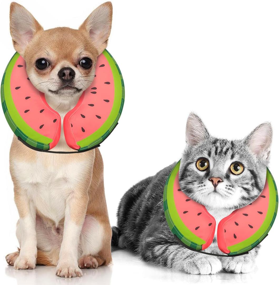 MIDOG Soft Inflatable Dog Cone, Donut E-Collar Alternative for After Surgery, Prevents Licking, Allowing Normal Eating & Vision, Comfortable Recovery Collar for Small Medium Large Dogs & Cats, Red-XS