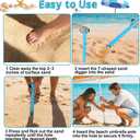 Stainless Steel Sand Digger Tool,T Bar Sand Gopher Tool Beach Umbrella Hole Maker for 15 Holes Heavy Duty Auger Alternative Necessary Beach Accessories