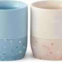 Moonkie Silicone Baby Cups 4 Months+ | Open Training Drinkware for Infants with Confetti Sprinkles | Baby-Led Weaning Essential | 2 oz (Ether/Ivory, 2 Pack)