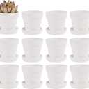 Fcacti 3 Inches Small White Terracotta Pots with Saucer, 12 Pack 3 Terra Cotta Planter with Drainage Holes, Small Clay Flower Pots for Plants, Succulents, Crafts, Wedding Favor