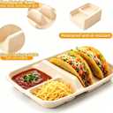 Disposable Taco Plates for 2 Tacos & 2 Sides 25 PACK | Premium Paper Plates with Dividers, Fiesta Taco Holder, Taco Stand for Tuesday & Bar Serving Set