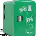 Coca-Cola Sprite 4L Cooler/Warmer w/ 12V DC and 110V AC Cords, 6 Can Portable Mini Fridge, Personal Travel Refrigerator for Snacks Lunch Drinks Cosmetics, Desk Home Office Dorm, Green