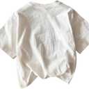 Women's Cherry Print Tee Shirt Short Sleeve Crew Neck Drop Shoulder Vintage Tee Tops (White, XS)