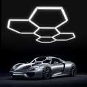 Powfloven Hexagon LED Garage Lights, 7W 21840LM Honeycomb Ceiling Light, 25 Pack Car Detailing Shop Lighting for Garage Gym Home Wall Warehouse Workshop Basement Wash Room Super Market Office etc.