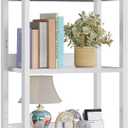 Furologee 5 Tier Bookshelf with Drawer, Tall Narrow Bookcase with Shelves, Wood and Metal Book Shelf Storage Organizer, Modern Display Standing Shelf Unit for Bedroom, Living Room, Office, White