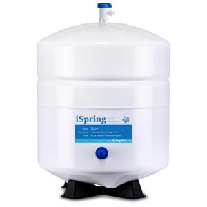 iSpring T32M Pressurized Water Storage Tank with Ball Valve for Reverse Osmosis RO Systems, 4 Gallon, 1/4" Tank Valve Included, White