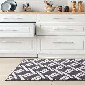 Nautica  Runner Rug | Indoor Runners for Hallways and Entry Rugs| Non-Slip and Non-Skid Entry and Kitchen Door Mat| Machine Washable Entryway Carpet Rugs | 26 x 45 | Chain Dark Grey