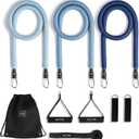 ALTA Resistance Tube Bands for Women - Full Kit Resistance Bands for Working Out with Handles, Ankle Straps, Door Anchor  Home Workout Bands for Physical Therapy, Pilates Long Exercise Bands Set (Azure)