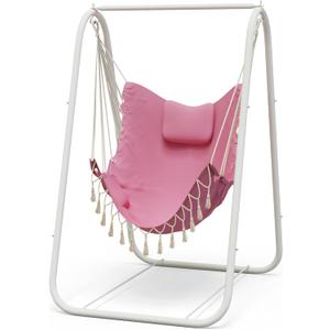 G TALECO GEAR Hammock Chair with Stand,Heavy-Duty and Rustproof Hanging Chair with Stand,Hammock Swing Chair Stand,for Indoor Outdoor Patio Yard Garden Porch (Pink)