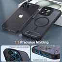 Magnetic Compatible with iPhone 15 Pro Max Case, [Built-in Kickstand][Full Camera Protection][Compatible with MagSafe][Anti-Fingerprint] Shockproof Phone Case for iPhone 15 Pro Max 6.7",Black