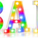 BAR - Illuminated Marquee Bar Sign for home decor - Light up LED Marquee Word Sign - Pre-Lit Pub Light Battery Operated, Valentines Day Gifts for Him (Colorful)