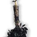 Witches Broom Halloween Broom Parking DIY, Gothic Style Decor with 3D Spooky Bats, Spiders & Webs, Fake Dark Black Roses, Eucalyptus with Wooden Detachable Broomstick